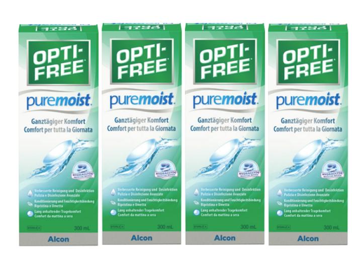 OPTI FREE pure moist 4er Box (4x 300ml inkl. 4 Behälter)